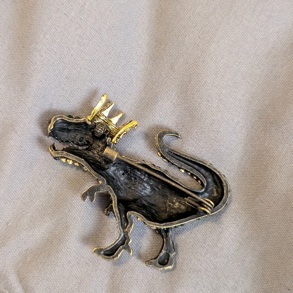Dinosaur Rhinestone Brooch - Picture 4 of 5
